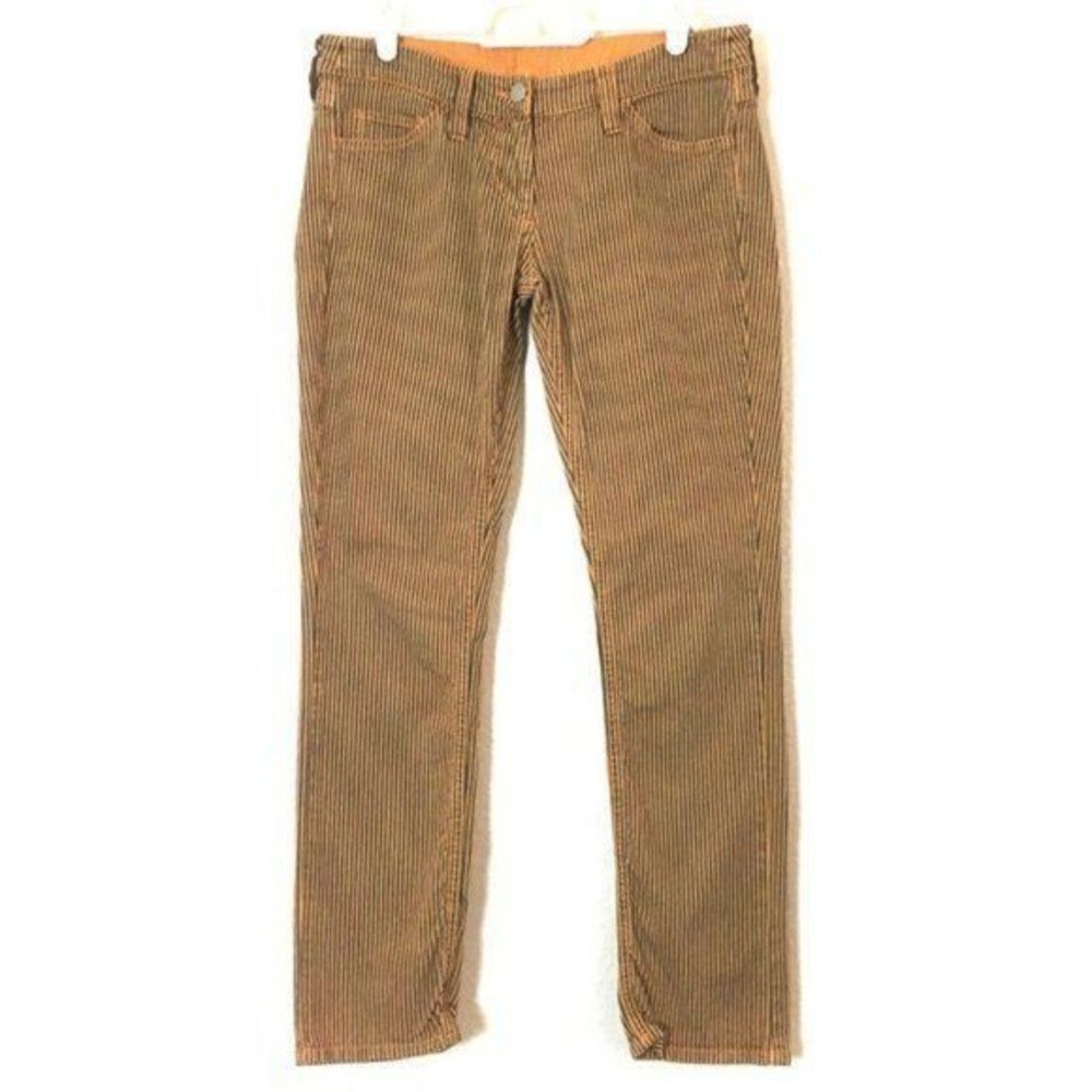 Isabel Marant Etoile Striped Jeans Size 4 Caramel Black Skinny Fit 26.5x26.5